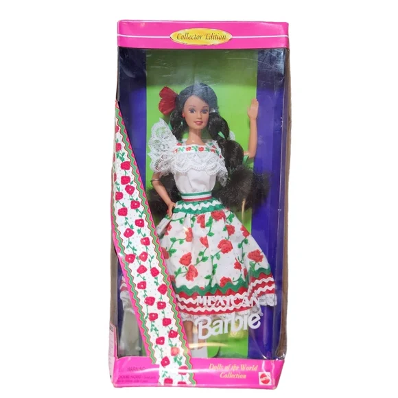Mexican Barbie Doll 1995 #14449 - Authentic Traditional Dress Collectible